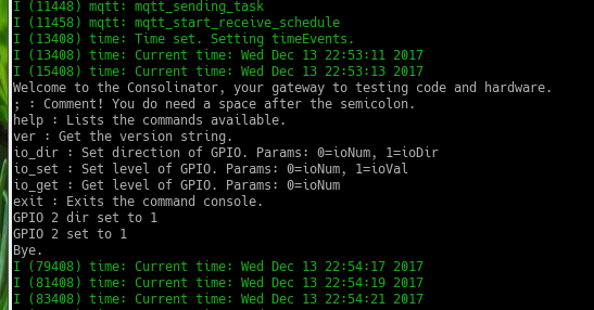 Screenshot of a command console session